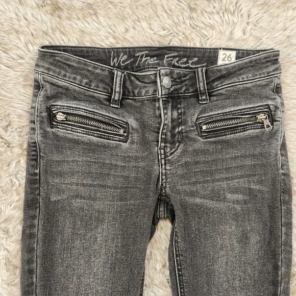 Free People We The Free Just Frills Low Rise Skinny Jeans Black Women's Size 26 - Picture 3 of 11